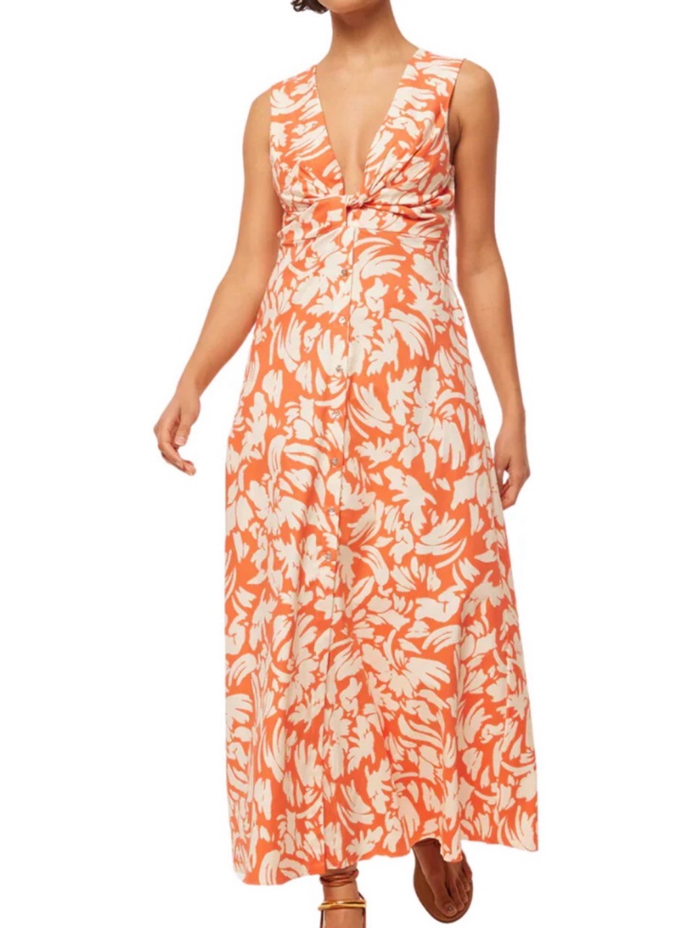 MISA Los Angeles Najah Dress in Patmos Tangerine, Medium, NWT